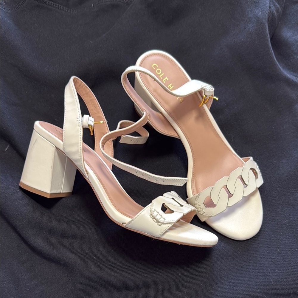 Cole Haan Women's Cream Block Heel Sandals